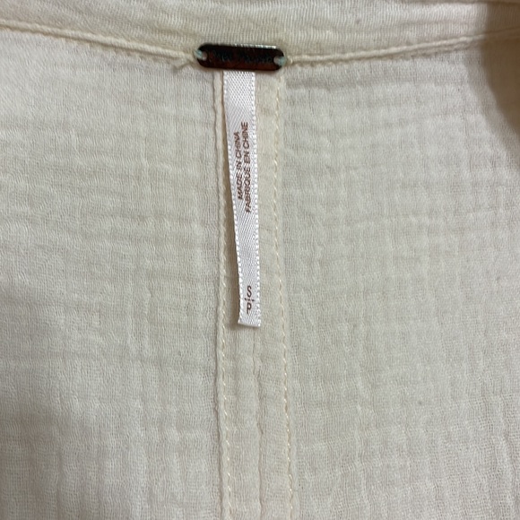 Free People cream crinkle gauze long sleeve top - Picture 8 of 11